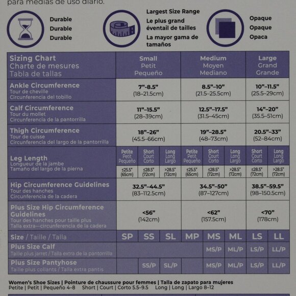 Sigvaris Women Black Medical Compression Tights, Size Small Long, 30-40 mmHg - Picture 4 of 7